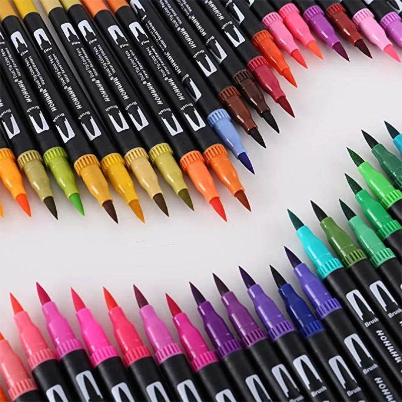 100 цветов тонкий лайнер двойной наконечник акварельный художественный маркер