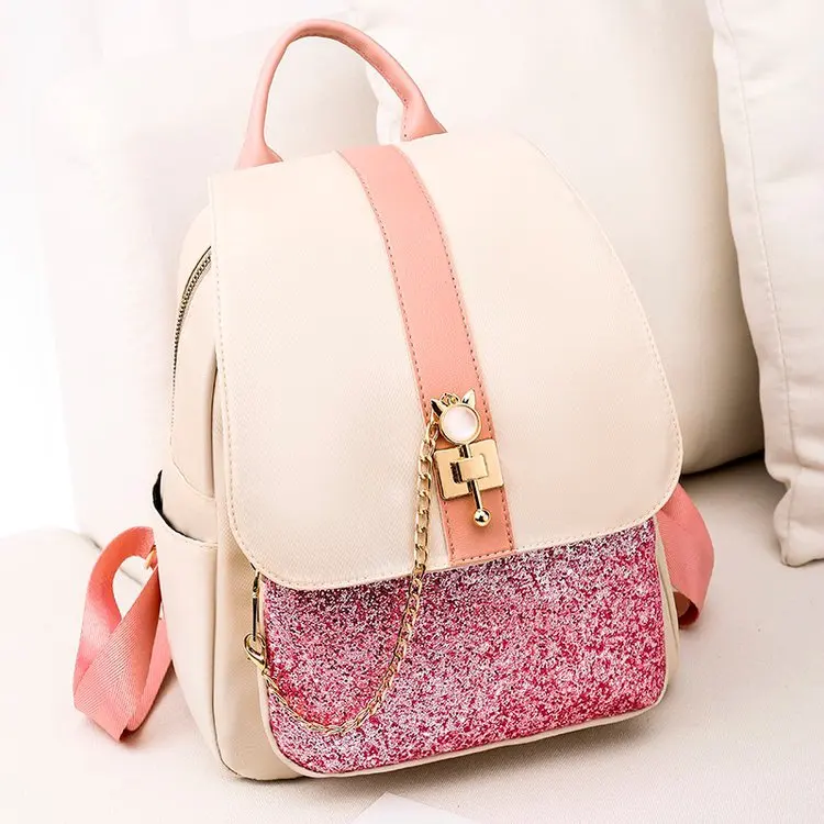 

Small Diamond Powder Oxford Cloth Backpack Female New Flash Fashion Wild Bag Large Capacity Casual Backpack Student School Bag