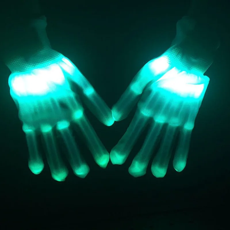 1 пара взрослых Хэллоуин уникальный светодиодный светящиеся перчатки освещение