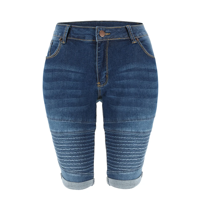 Шорты-бермуды женские джинсовые эластичные до колен | Женская одежда