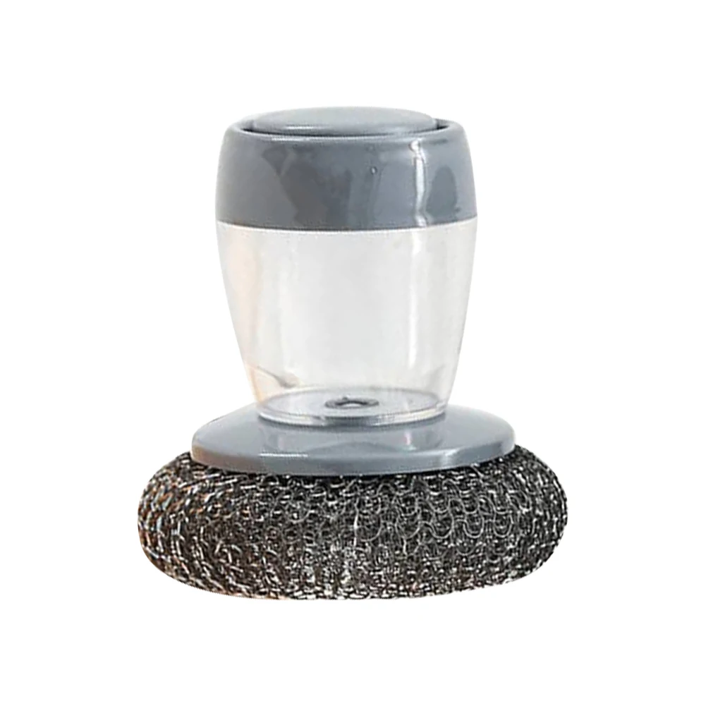 

Soap Dispensing Palm Brush Steel Wire Ball Dish Pot Cleaning Scrubber Dishwashing Brush With Storage Tank Kitchen Tools
