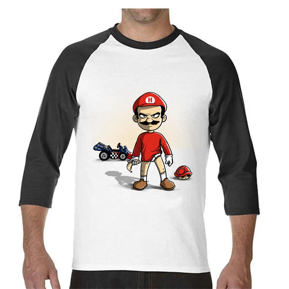 Мужская футболка для футбола Off White Gym Couture в стиле хип хоп Super Mario Breaking Kart с рукавом