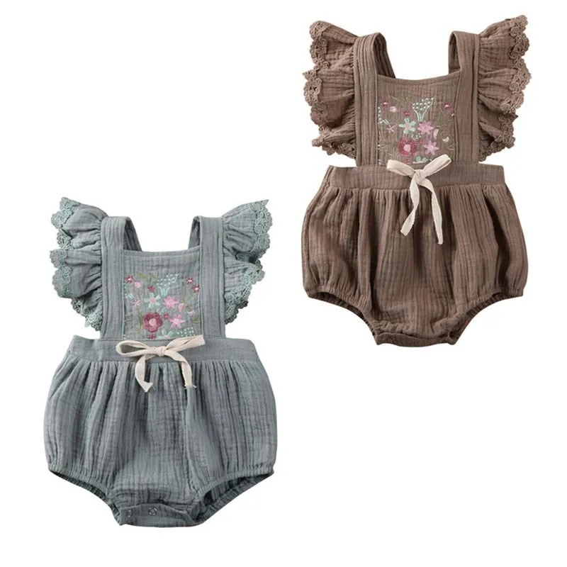 

New 0-24M Baby Clothes Girl Flower Print Romper Girls Sleeveless Knitted Jumpsuit Newborn Outfit Kid Sunsuit Kids Floral Clothes