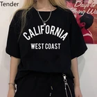 Летняя женская футболка с надписью California west coast, повседневная забавная Футболка с принтом для девушек и женщин, Прямая поставка