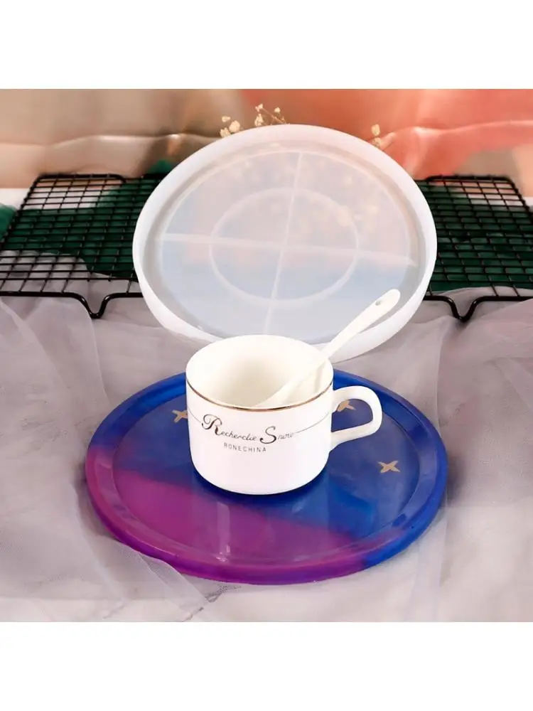 

Large Round Resin Coaster Molds Silicone Tray Fruit Tea Cup Mat Dish Resin Mold