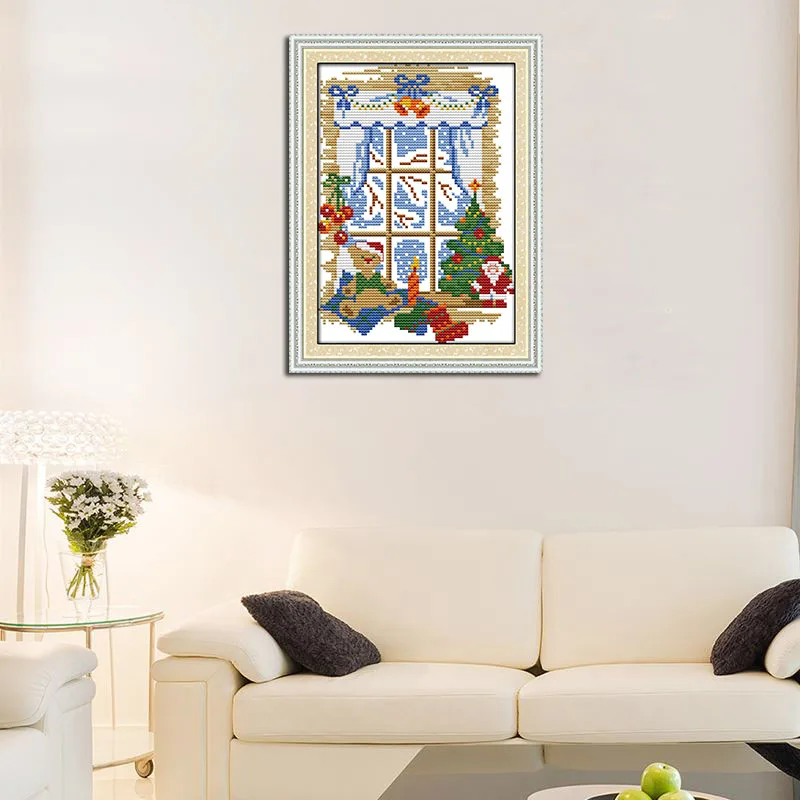 Joy Sunday набор крестиков на Рождество из окна узоры холст печать DMC Вышивка крестом