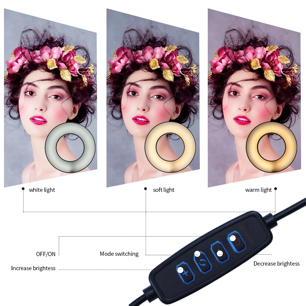 Световое кольцо для селфи LED лампа универсальная с гибким держателем телефона