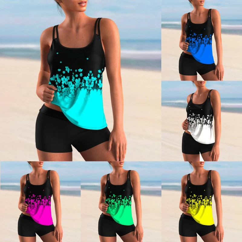 

2021 New Tankini Swimsuits Women High Waist Swimsuit Female Swimwear Vintage Retro Bathing Suits Summer Beach Wear