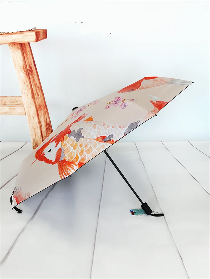 Creative Japanese Style Anime Fish Printed Cosplay Prop Sun Rain Folding Umbrella Sunshade for Boy Girl Gift 1pcs | Тематическая