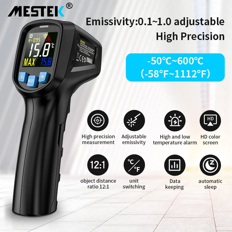 

Digital Infrared Thermometer IR03A/B Non Contact Infrared Thermometer Pyrometer IR Laser Temperature Meter Gun -50~600C