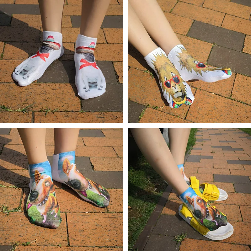Милые женские носки с объемными принтами 6 видов цветов модные короткие