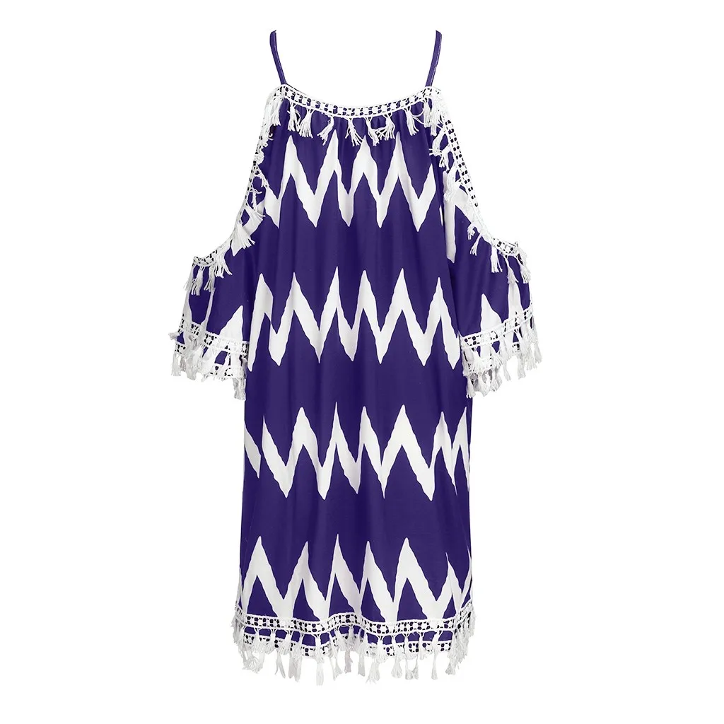 Женское платье с открытыми плечами и кисточками кружевное свободное пляжное