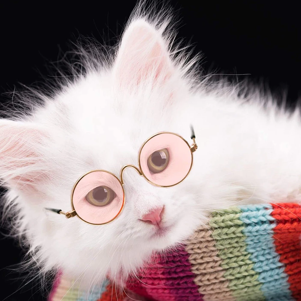 Модные очки для кошек милые круглые солнцезащитные питомцев собак и защиты от УФ