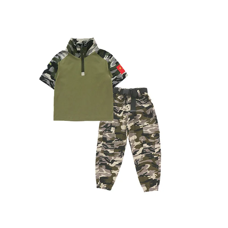 

Children's Camouflage Training Clothing Set Military Uniform Teenager Boys Combat Jackets Army Suit Halloween Cosplay Costumes