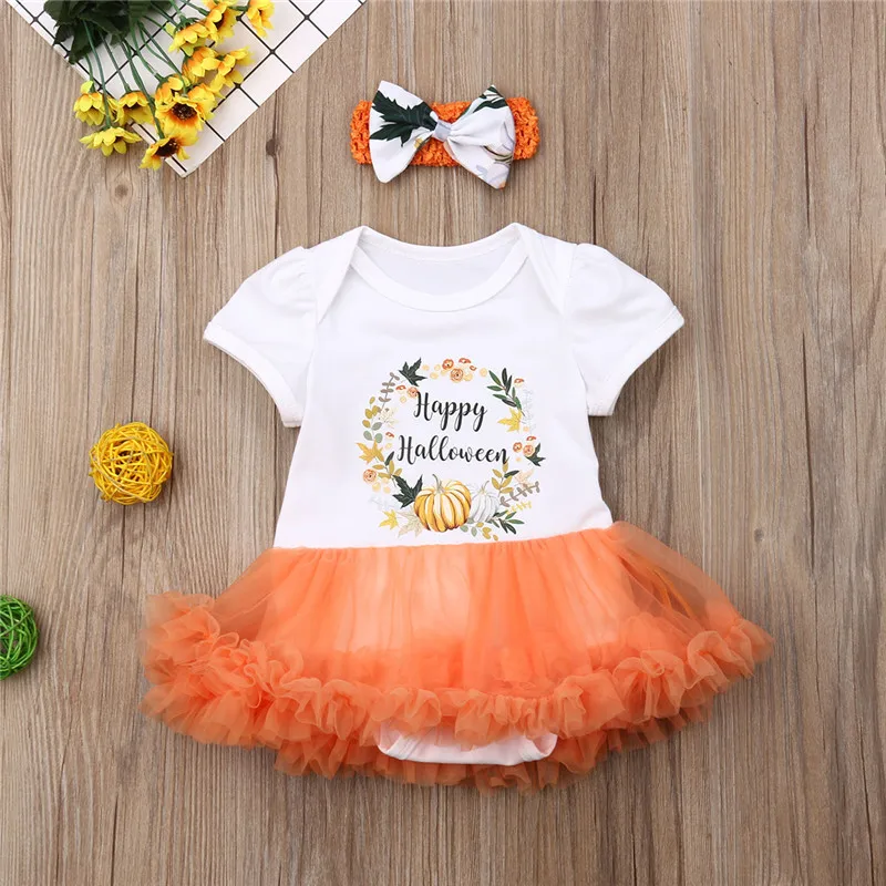 Коллекция 2019 года комплект одежды для маленьких девочек на Хэллоуин боди с