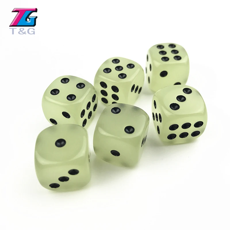 16 мм светящийся набор игральных костей с сумкой 6 шт./компл. пластиковый азартный