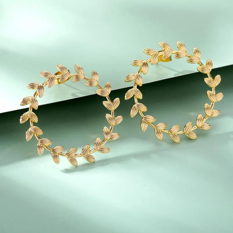 

Stainless Steel Olive Branch Earrings For Women Gold Silver Colour Leaves Garland Peace Stud Earring Engagement Jewelry Gift