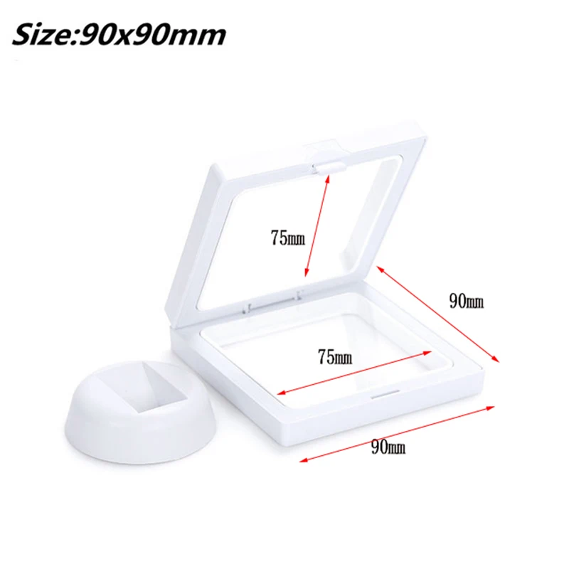 90*90mm PET Membrane Jewelry Display Ring Earring Ancient Coin Box Stand Protect Case |