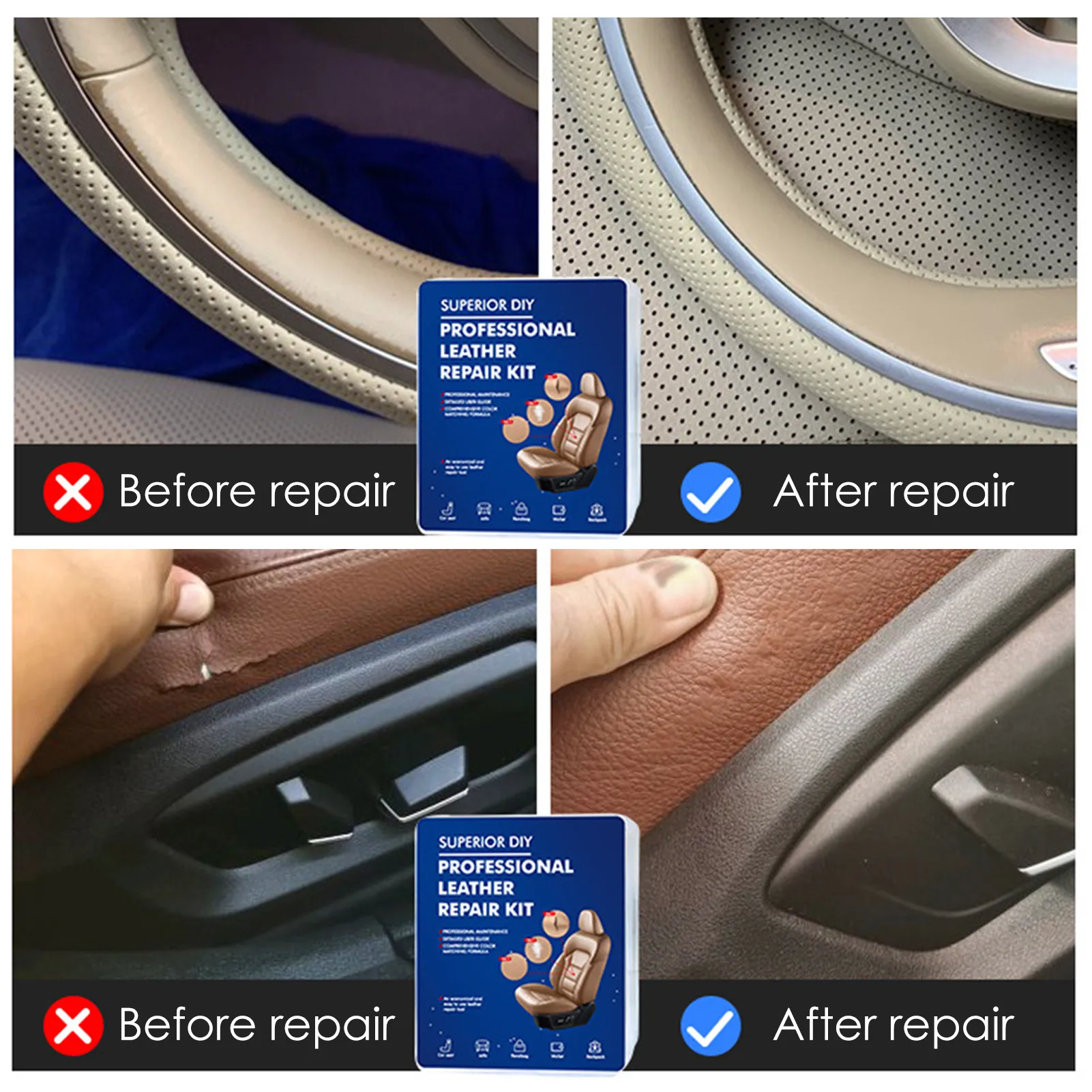 

Car Leather filler Repair Cream DIY Leather Vinyl Filler Scratch Restoration Repair Kit Repairing Tools Cars Accseeories