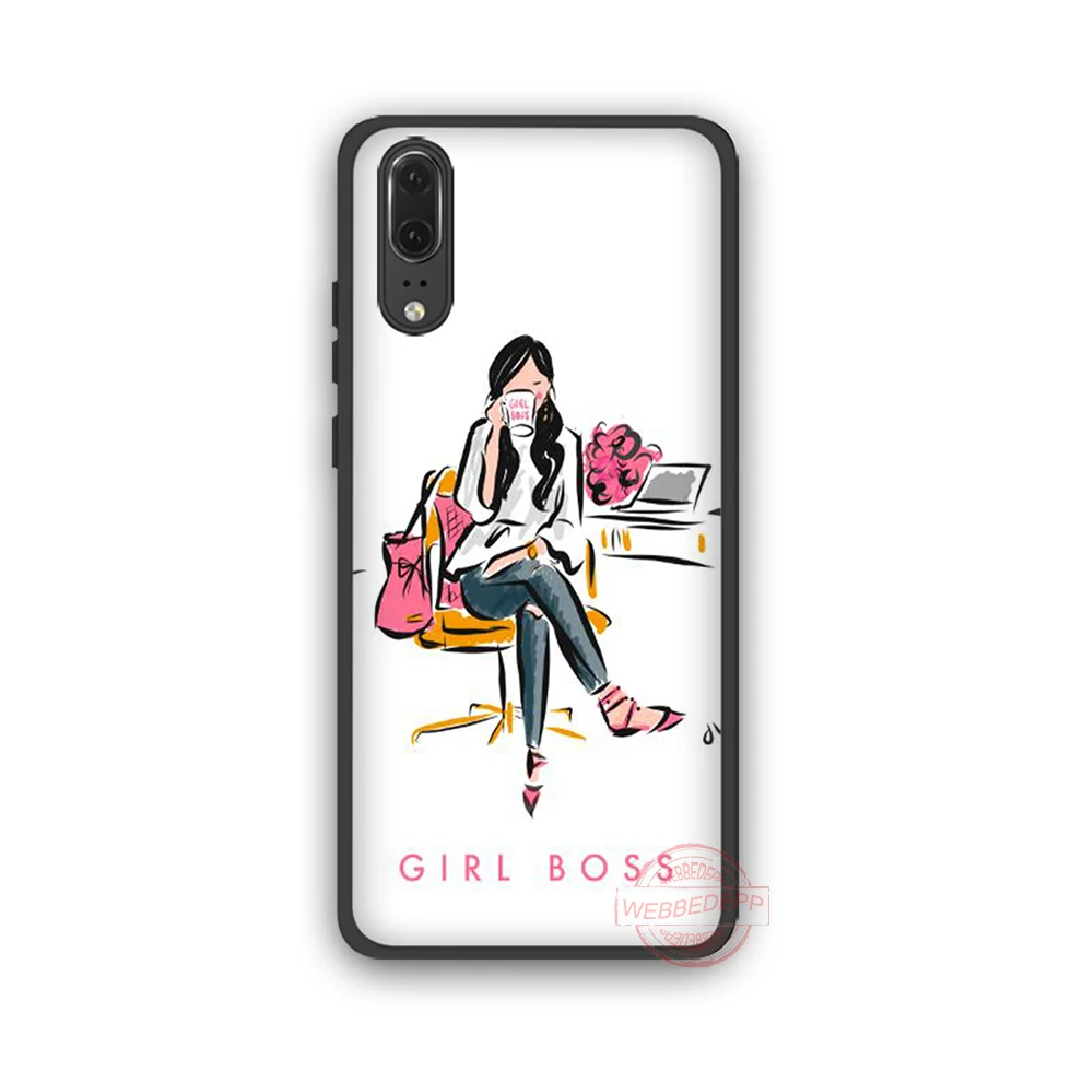 Модный мягкий чехол для телефона WEBBEDEPP Girl Boss Huawei P10 P20 P30 Lite Pro Y6 Y7 Prime 2018 Y9 2019 |