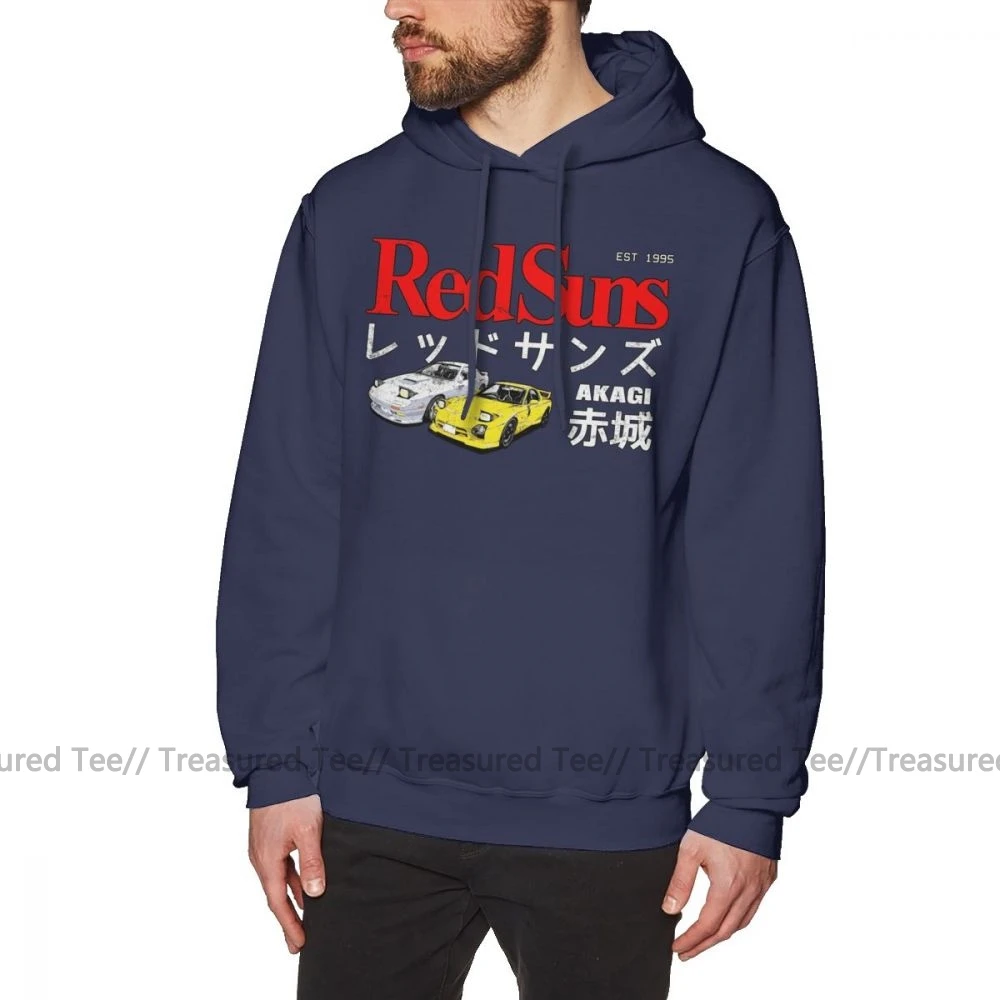 Initial D худи Initial D Akagi RedSuns толстовки осенний хлопковый пуловер с капюшоном мужские длинные уличные повседневные Черные толстовки - Цвет: Navy Blue