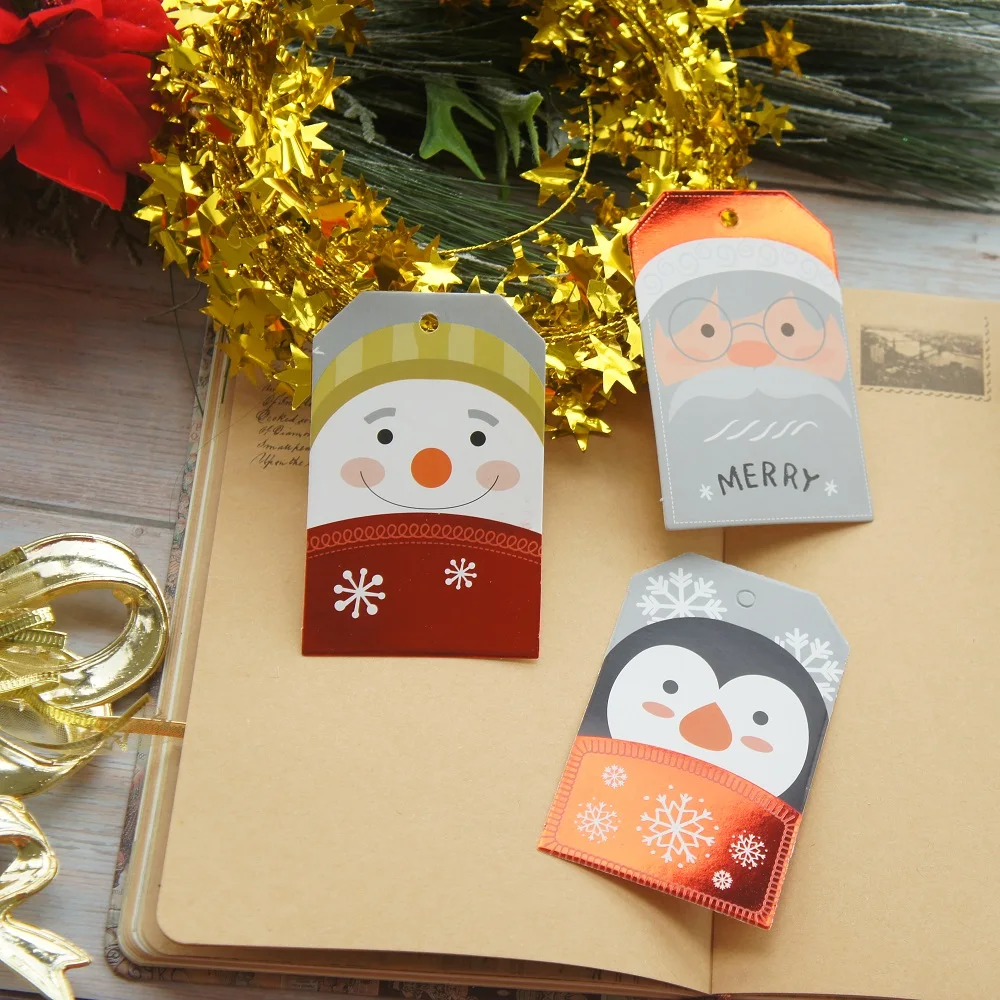 Большой размер 12 шт. Рождественская Клаус Снеговик Пингвин этикетка упаковка
