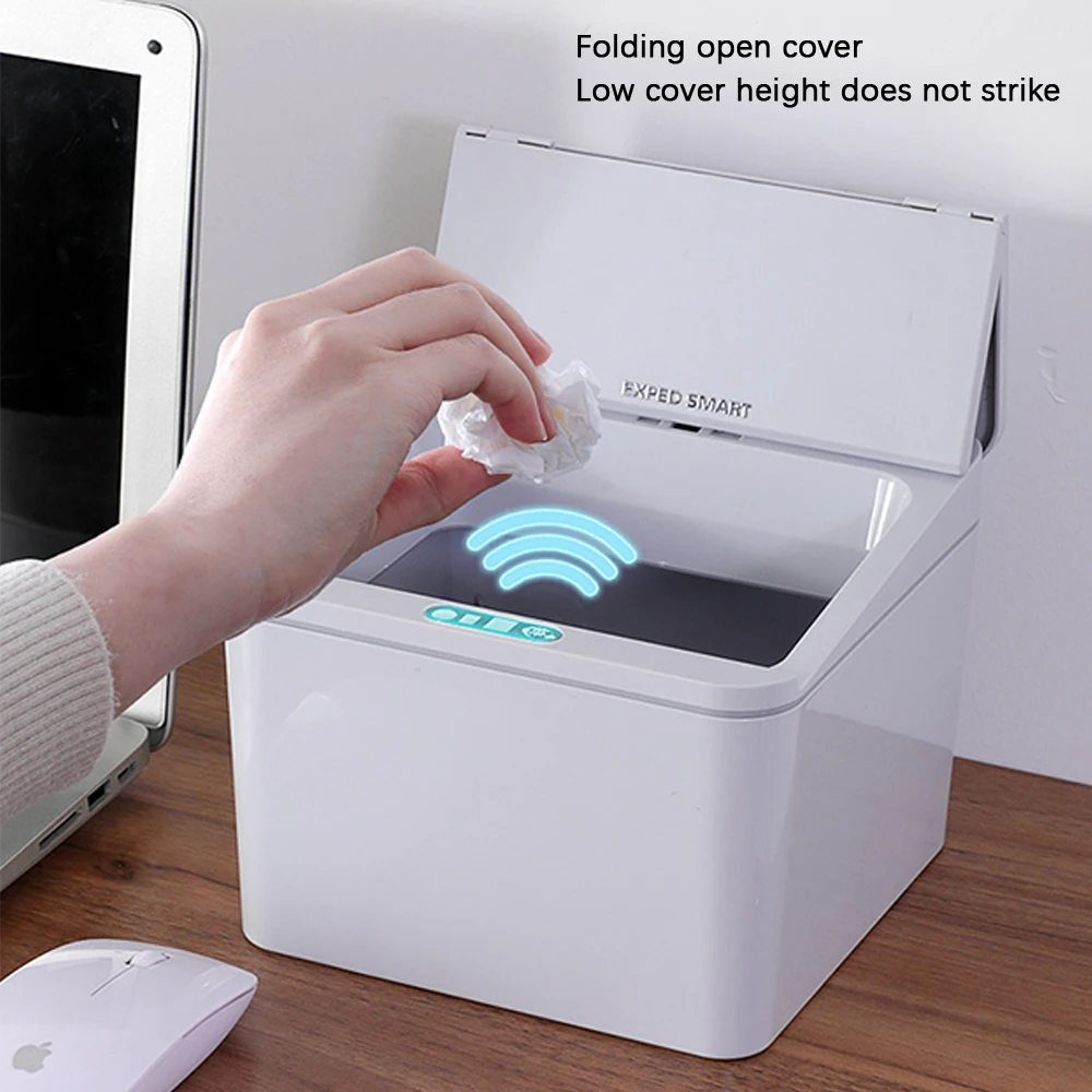 

Touchless automatico lata de lixo 4l pequeno sensor movimento lixo lata bin com tampa adequado para mesa cozinha banheiro quarto