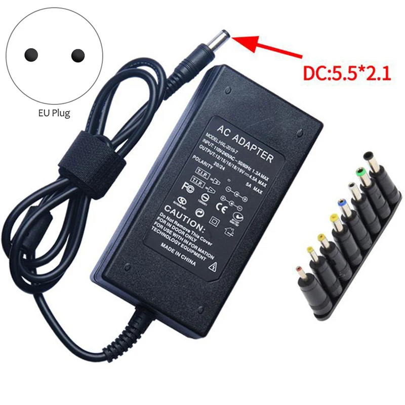 Универсальный DC 12V 15V 16V 18V 19V 20V 24V 4.5A 4A Регулируемый адаптер питания 34 съемные