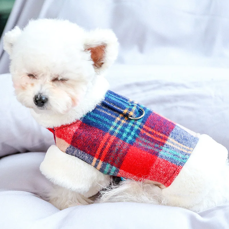 PETCIRCLE одежда для щенков цветная клетчатая стеганая куртка питомцев кошек