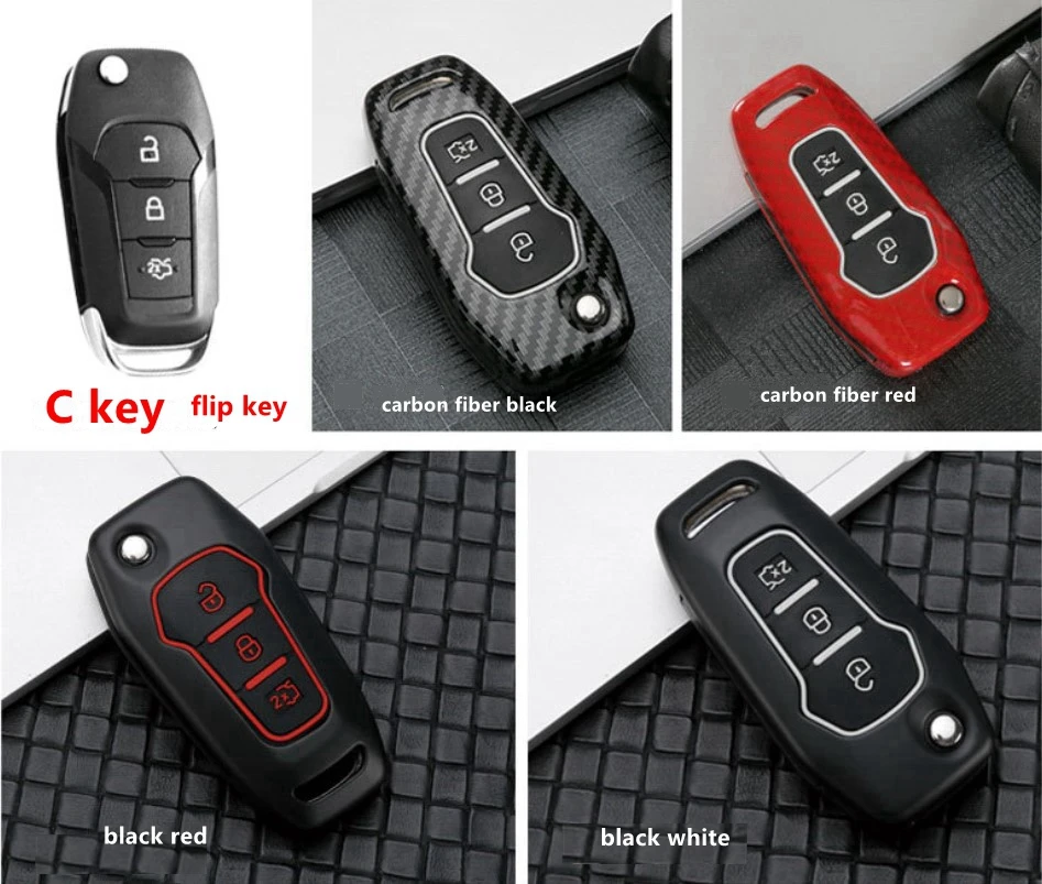 Чехол для ключа из углеродного волокна Ford Focus 2 3 Ecosport Kuga Escape Fiesta C-Max S-Max Ranger Everest
