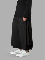 spring and autumn mens new three layer deconstructed irregular nine point skirt line opening multi button solid color pants