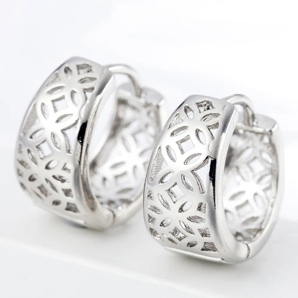 2 Colour Pattern Hollow 925 Sterling Silver Earrings Circle For Women Female Accessories Party Jewelry Wholesale | Украшения и