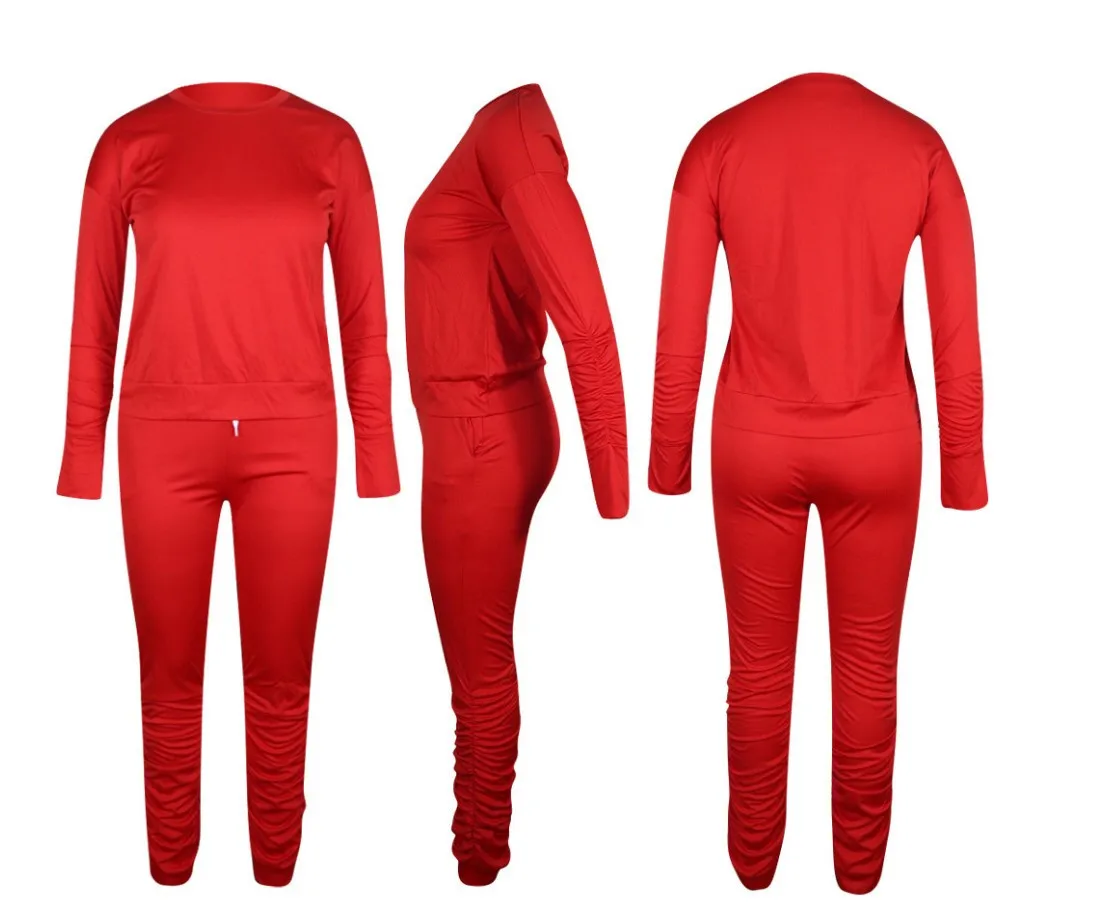 

Women Tracksuits Stretchy Long Sleeve Pullover Top Sweatpants Sets / ropa de mujer 2021