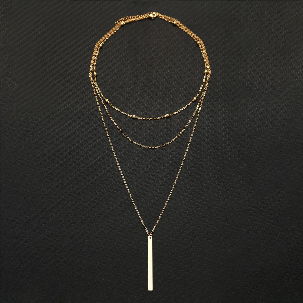 Нержавеющая сталь многослойные ожерелья для женщин и девочек подвеской