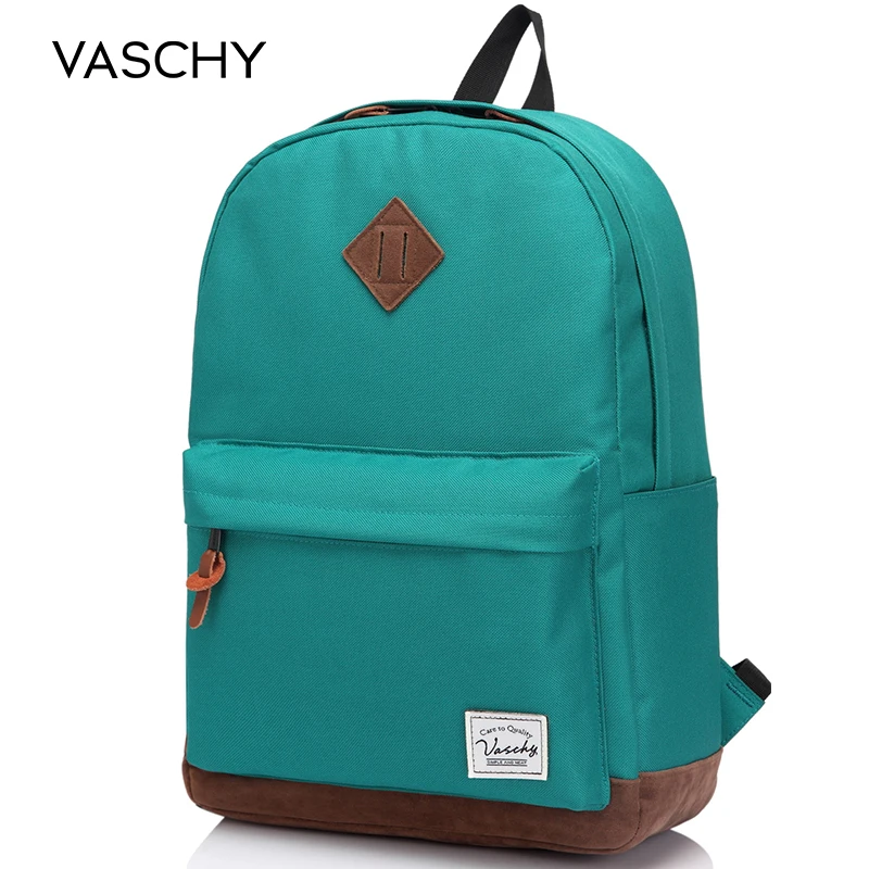 Bluish-green Рюкзак для мужчин и женщин VASCHY унисекс классический водостойкий школьный рюкзак 14 дюймов ноутбук для подростка - Цвет: Bluish-green