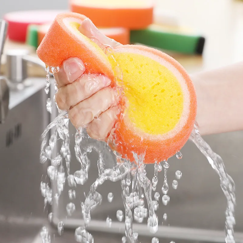 

Creative Fruit Style Thicken Sponge Scouring Pad Strong Decontamination Dishcloth Wipe Sponge Kitchen Cleaning Sponge Dish Towel