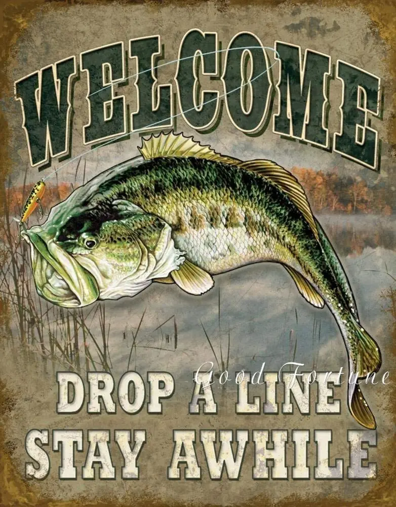 

Welcome Bass Fishing Fashion Waterproof Fabric Shower Curtain Bathroom Decor