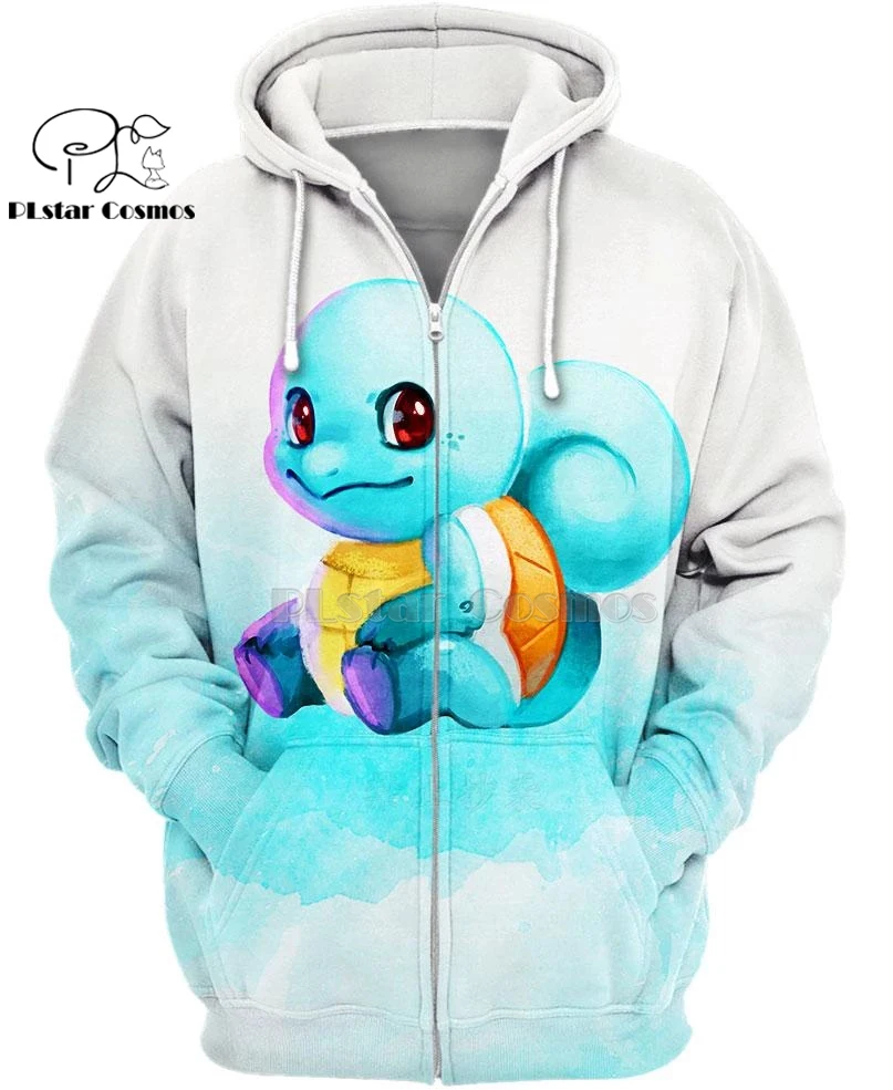 zip hoodies PLstar Космос Покемон из японского аниме Сквиртл Милые 3d толстовки/Толстовка зима осень забавные длинные selvee Harajuku уличная одежда - Цвет: zip hoodies
