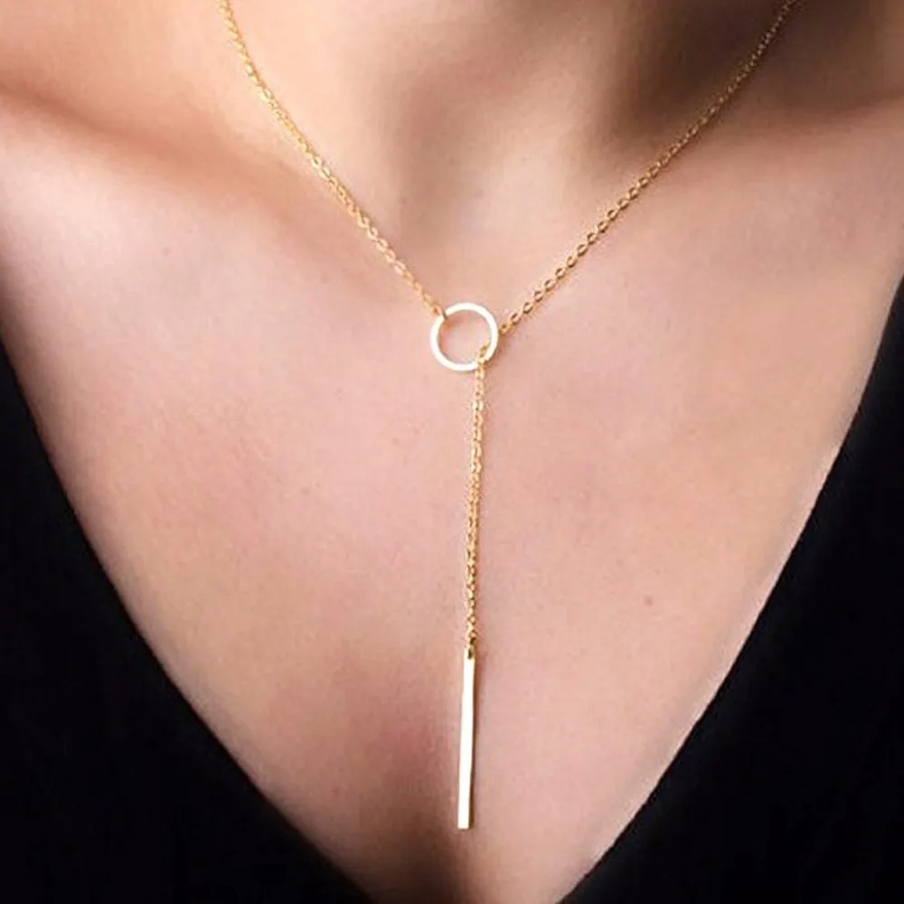 Фото Новое Золотое ожерелье модная металлическая цепь круглое женское длинное с