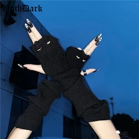 goth dark grunge harajuku unisex winter wrist gloves mall gothic punk knitted black fingerless gloves fashion warmer accessories