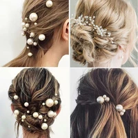 fashion pearl rhinestone hairpins hair stick jewelry crystal bridal hair accessories women wedding hair clips headdress