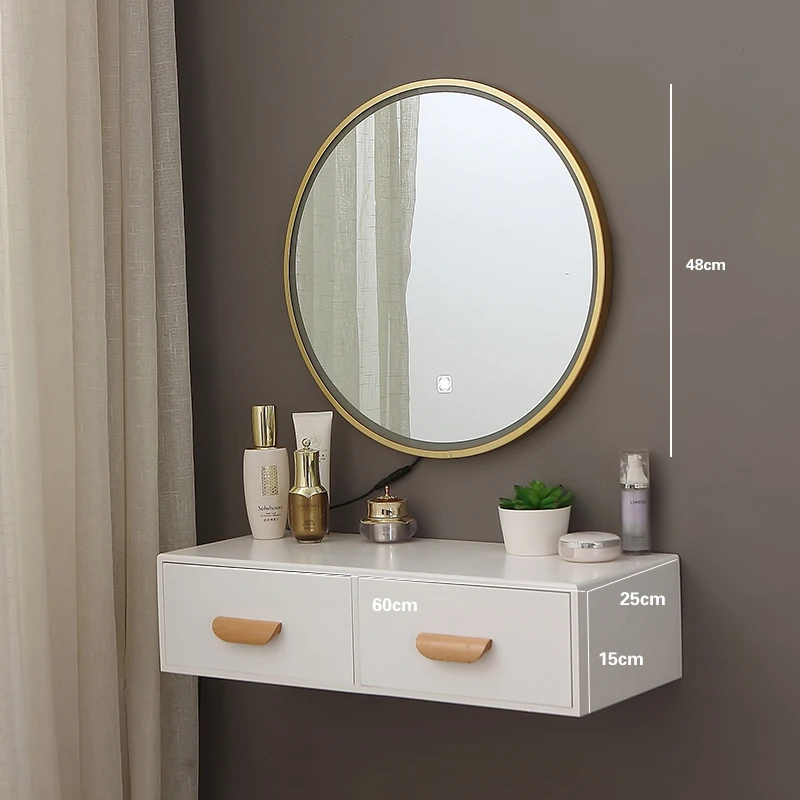 

Настенный туалетный столик с зеркалом, модный туалетный шкаф для макияжа, для спальни, маленькой квартиры, Деревянный Мини-комод с ящиками