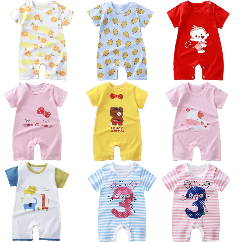 

Infant jumpsuit summer romper animal print girl boy cotton suit newborn climbing cartoon rompers cheap stuff baby products