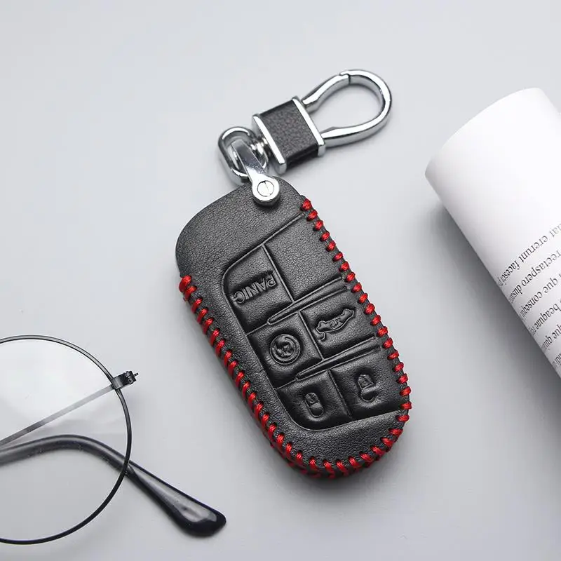 

Genuine Leather Car Key Case Cover For Dodge Journey Charger Dakota Challenger Coupe Anti-wear Protective Key Shell Car Styling