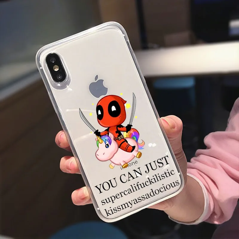 Супер крутой Мягкий силиконовый чехол для телефона Marvel Deadpool Hero Joker iphone X XSMax 8 7 6 Plus 5