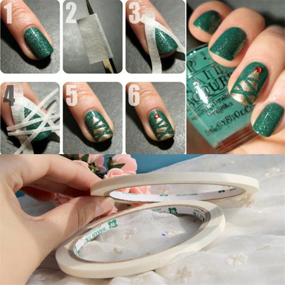 3/4/5/6/7/8 мм Ширина 12 m Длина Белый Nail Art полоса клейкая лента Нейл арт ногтей дизайн