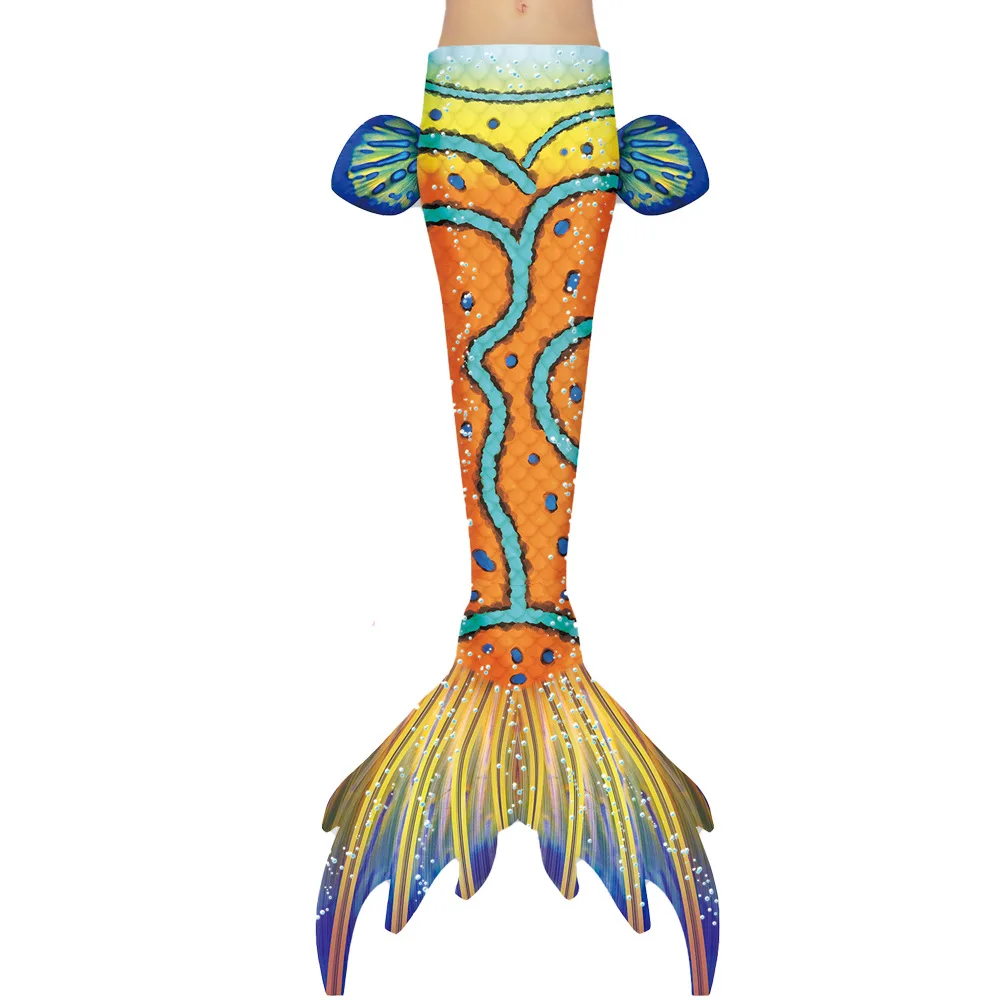 

MW Mermaid Swimming Tail Clownfish Strecthable Swimming Dress Floral Mermaid Cosplay Costume for Children Girls