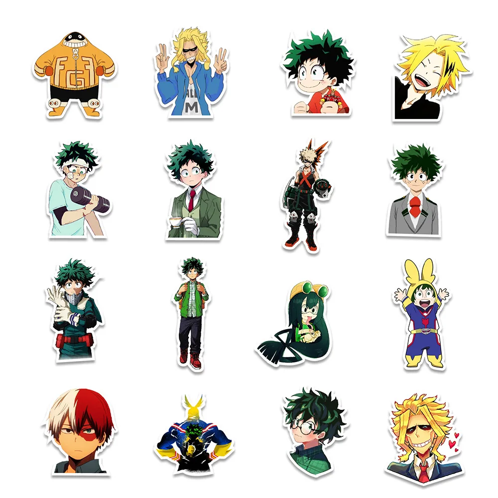 Pegatina de My Hero Academia para ordenador, pegatina impermeable de copa de agua para tel&eacute;fono, 10/30/50 Uds., venta al por mayor-5