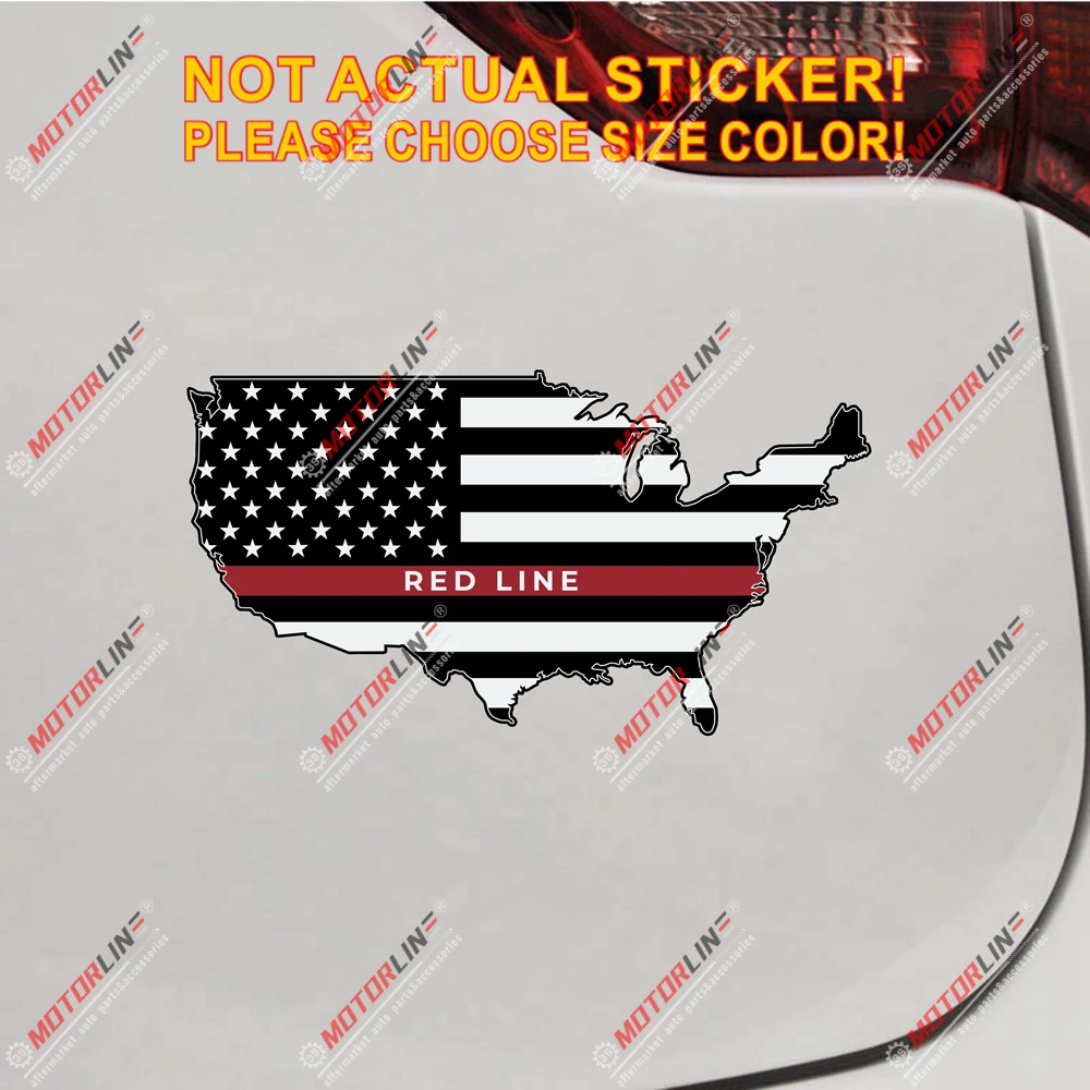 Тонкая красная линия США американский флаг карта наклейка автомобиля виниловая