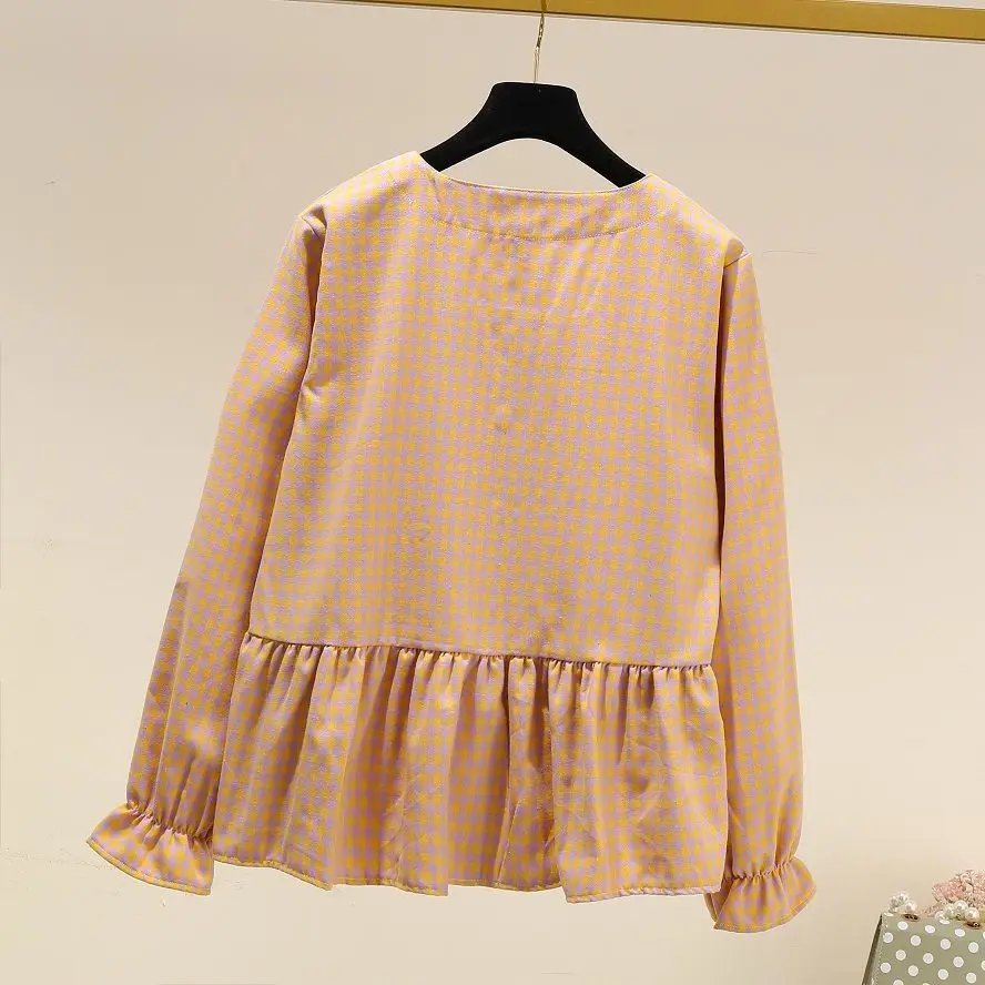 2021 женская обувь Сезон весна-осень Модные свободные рубашки в клетку женский с